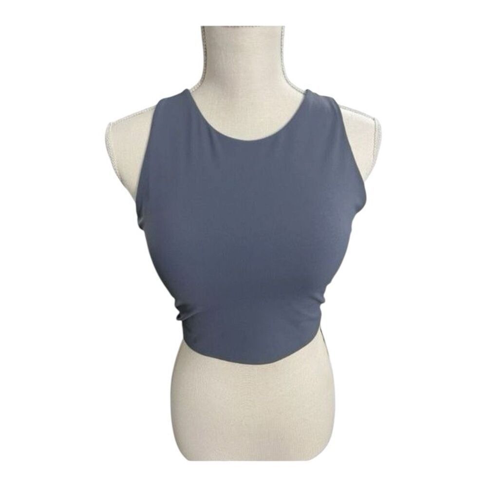 Avia Grey Crop Sports Bra Size M(D-DD) Low Support High-Neck Plush Chestband